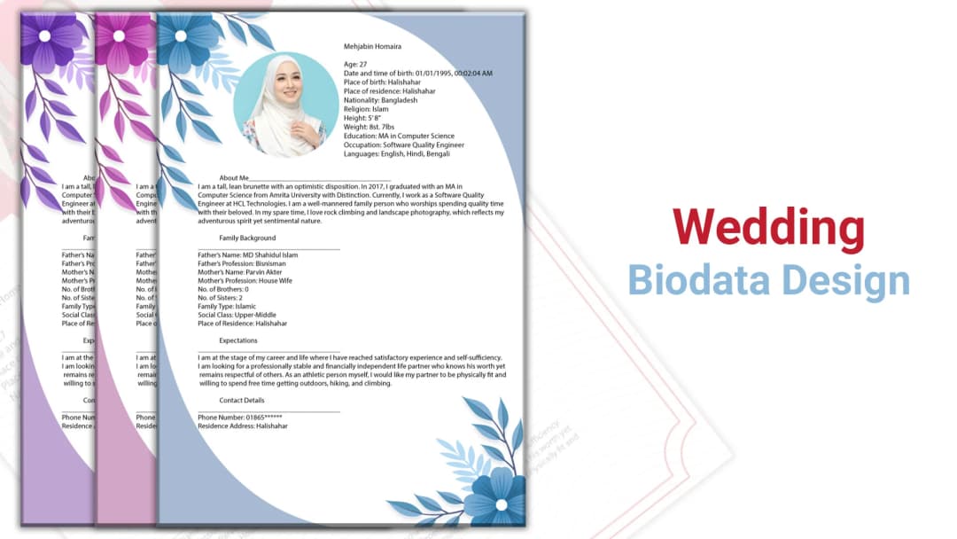 Classic Wedding Bio-data Design