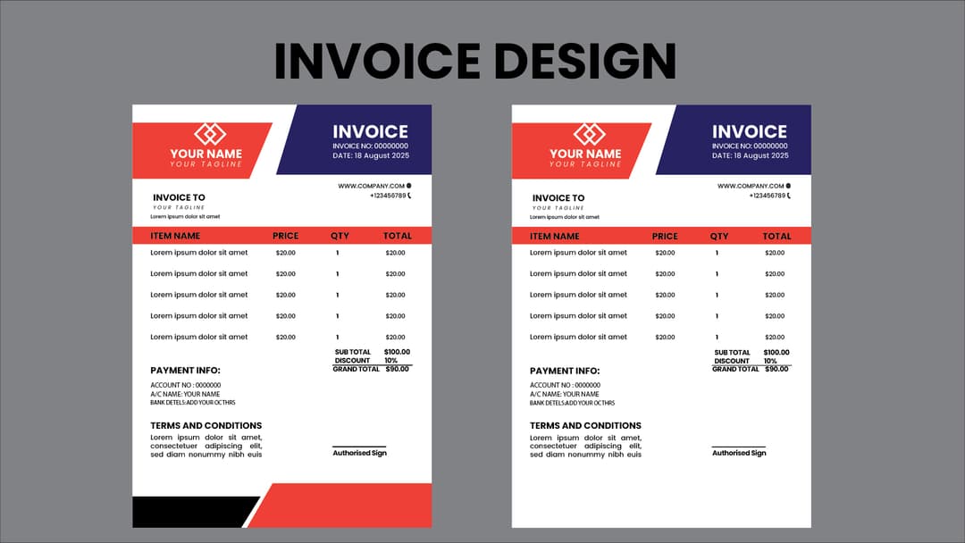 Professional Invoice Card Design