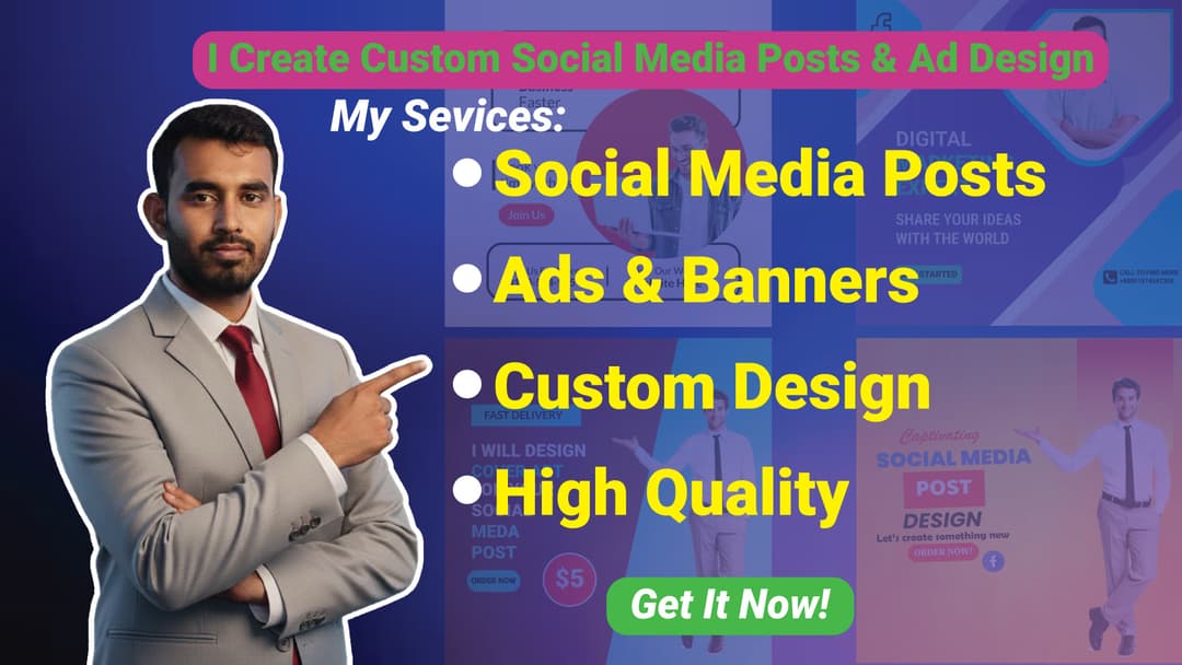 I will make custom posts, ads, and banners with modern, high-quality visuals that stand out.