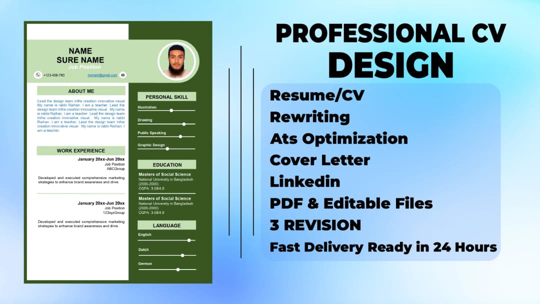 Creative and ATS-Friendly CV/Resume Design Service