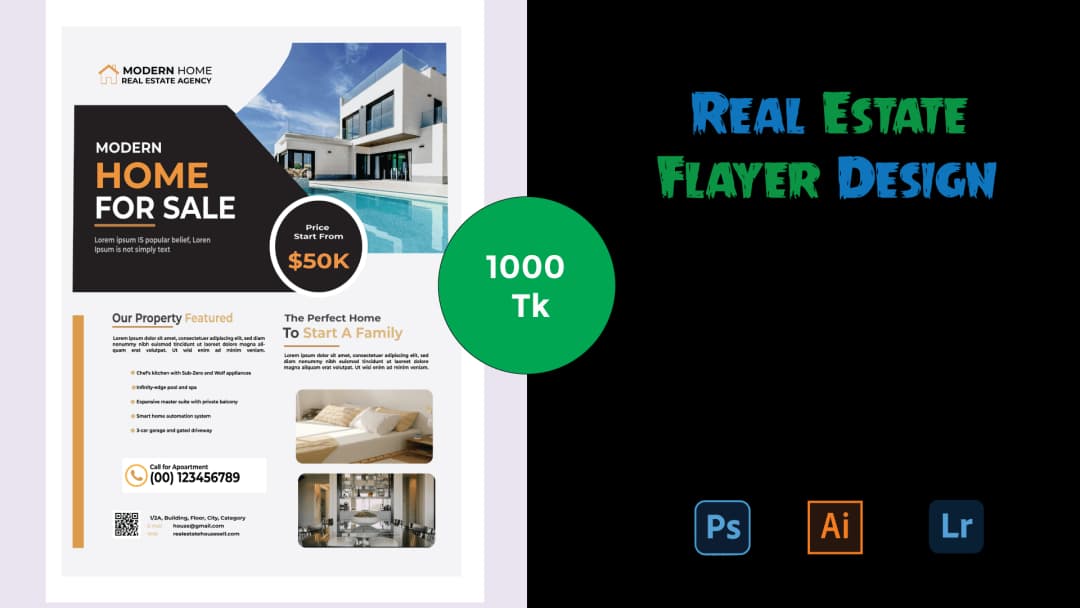I will create professional and unique real estate house flayer.