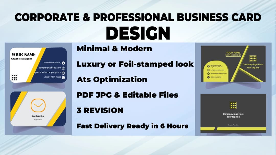 "I will design your business card professionally within 6 hours"
