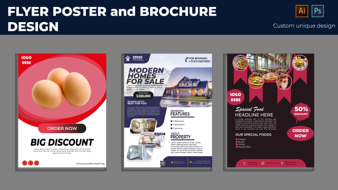 I will design creative flyer, brochure, poster and leaflet for you